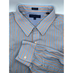Tommy Hilfiger Men’s Size 18 (34-35)Button Down Collared Dress Shirt Relaxed Fit
